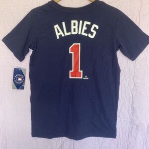 NWT MLB Kids Large 12/14 Atlanta Braves Albies 1 Blue Tee Shirt Free Shipping